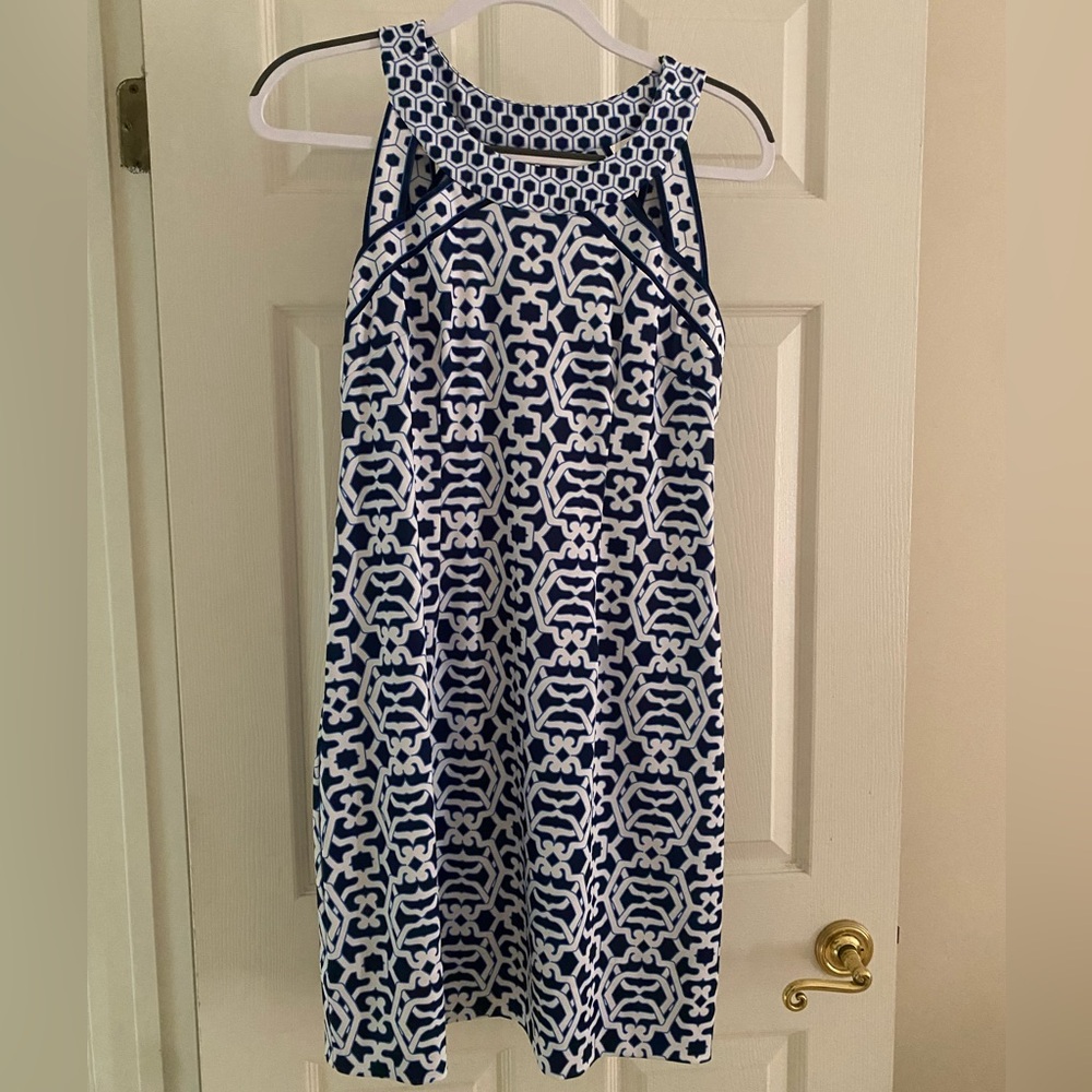 Gretchen Scott Designs Blue and White Patterned Dress
